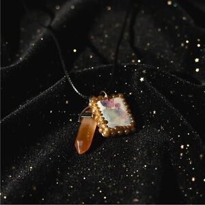 Elegant Bronze and Orange Pendant Necklace